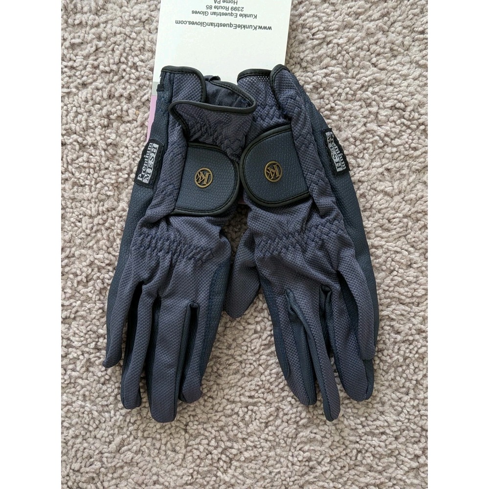 Kunkle Equestrian Premium Mesh Show Gloves Size 9 Navy Blue Ash NWT Durable
